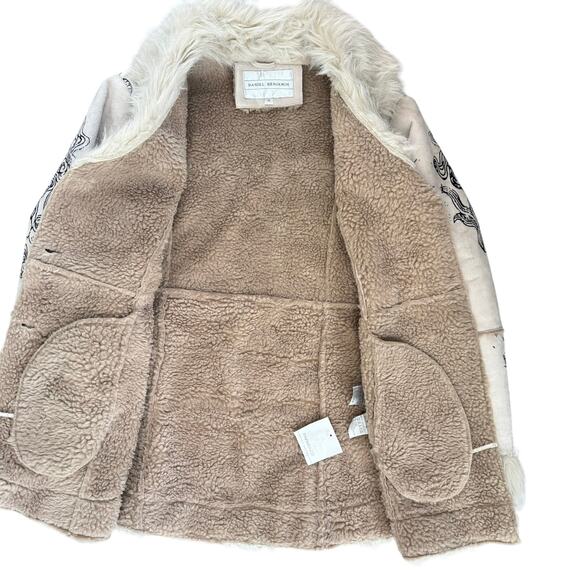 Daniel Benjamin Faux Fur Sherpa-Lined Printed Coat M - Picture 4 of 7